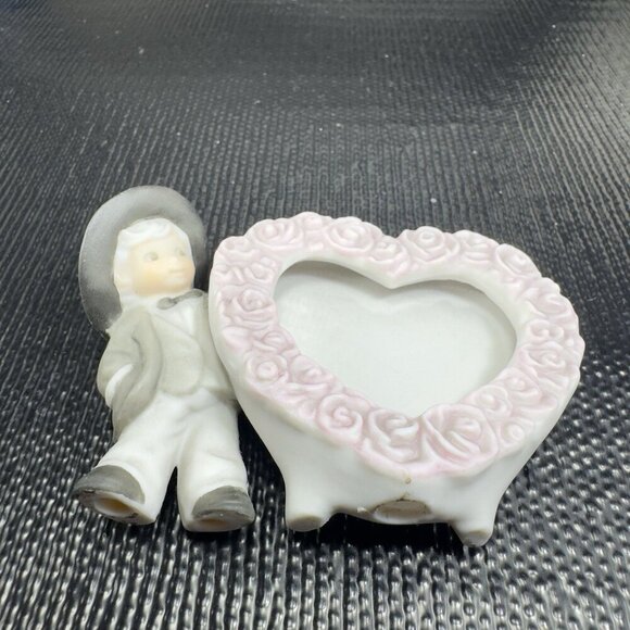 1997 Enesco Pretty As A Picture Mini Heart Shaped Photo Frame Porcelain Vintage - Picture 9 of 10